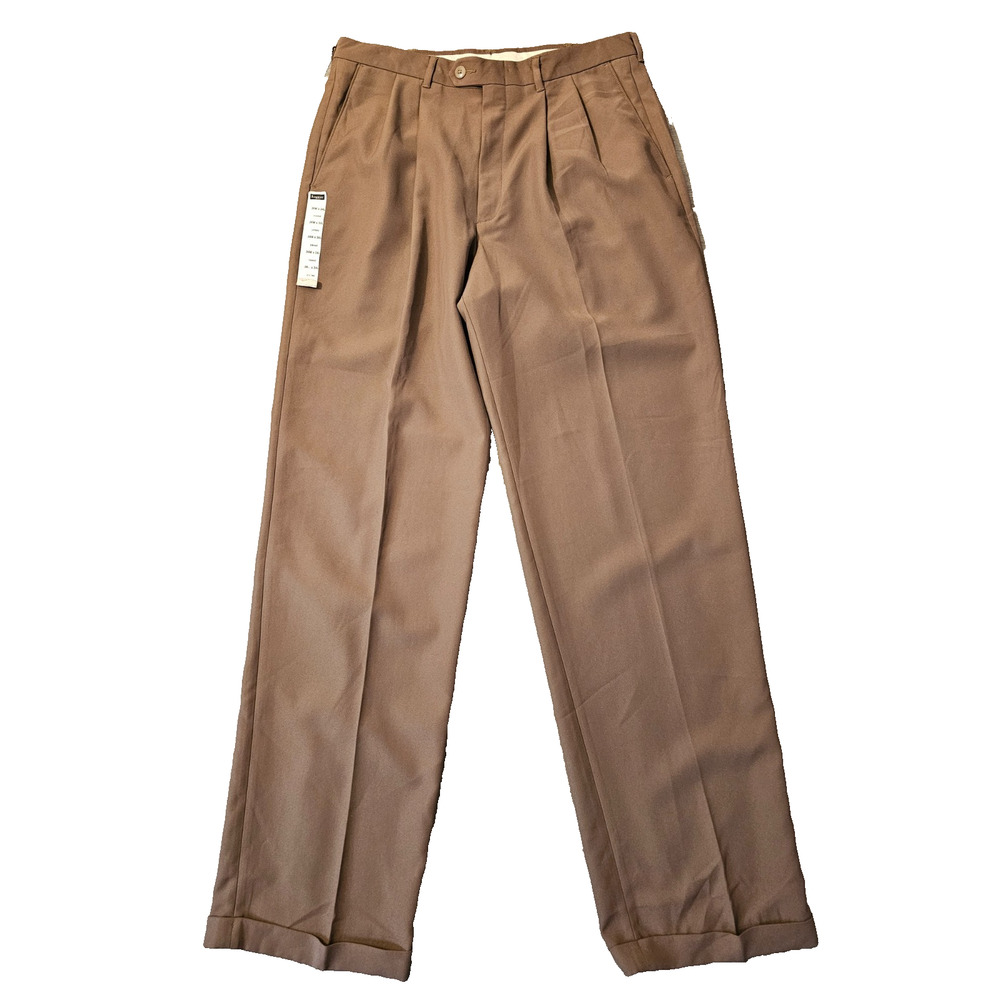 NWT Haggar Mens Flexible Waist Essential Comfort Dress Pants Slacks 34X34 Brown